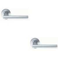 Loops 2x PAIR Round Recessed Bar Handle on Round Rose Concealed Fix Satin Chrome