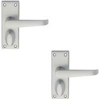Loops 2x PAIR Straight Handle on Short Privacy Backplate 118 x 42mm Satin Chrome
