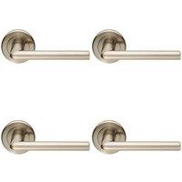 Loops 4x PAIR Slimline Straight Bar Handle on Round Rose Concealed Fix Satin Nickel in Metallics