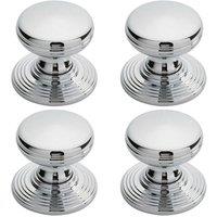 Loops 4x Smooth Ringed Cupboard Door Knob 28mm Dia Polished Chrome Cabinet Handle