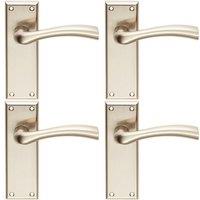 Loops 4x Chunky Curved Tapered Handle on Latch Backplate 150 x 50mm Satin Nickel in Metallics