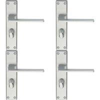 Loops 4x Flat Straight Lever on Bathroom Backplate Handle 180 x 40mm Satin Chrome