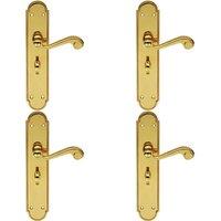 Loops 4x PAIR Beaded Pattern Handle on Bathroom Backplate 249 x 50mm Polished Brass in Metallics