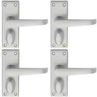 Loops 4x PAIR Straight Handle on Short Privacy Backplate 118 x 42mm Satin Chrome