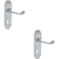 Loops 2x PAIR Victorian Upturned Handle on Lock Backplate 170 x 42mm Satin Chrome
