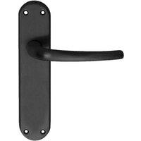Loops PAIR Slim Round Bar Handle on Shaped Latch Backplate 185 x 40mm Matt Black