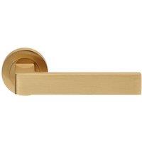 Loops PAIR Straight Square Handle on Round Rose Concealed Fix Satin Brass in Metallics
