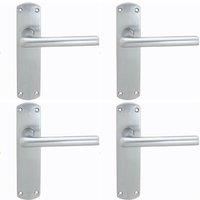 Loops 4x Rounded Straight Bar Handle on Latch Backplate 170 x 42mm Satin Chrome