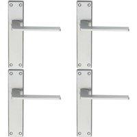 Loops 4x Flat Straight Lever on Latch Backplate Door Handle 180 x 40mm Satin Chrome