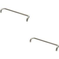 Loops 2x Cranked Pull Handle 630 x 30mm 600mm Fixing Centres Satin Stainless Steel in Metallics