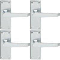 Loops 4x Straight Victorian Lever on Rectangular Latch Backplate Handle Satin Chrome