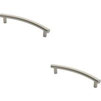 Loops 2x Curved T Bar Door Pull Handle 420 x 30mm 350mm Fixing Centres Satin Steel in Metallics