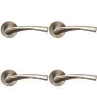 Loops 4x AIR Twisted Angular Design Lever on Slim Round Rose Concealed Fix Satin Steel in Metallics