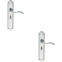 Loops 2x PAIR Curved Handle on Long Bathroom Backplate 245 x 45mm Polished Chrome