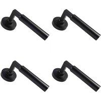 Loops 4x PAIR Straight Round Bar Handle on Round Rose Concealed Fix Matt Black