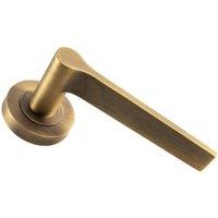 Loops PAIR Straight Rounded Handle on Round Rose Concealed Fix Antique Brass in Metallics
