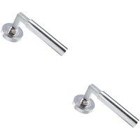 Loops 2x PAIR Straight Round Bar Handle on Round Rose Concealed Fix Satin Nickel in Metallics