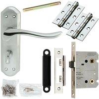 Loops Door Handle & Bathroom Lock Pack Chrome Sculpted Victorian Thumb Turn Backplate