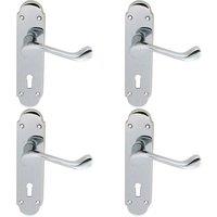 Loops 4x PAIR Victorian Upturned Handle on Lock Backplate 170 x 42mm Polished Chrome
