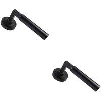 Loops 2x PAIR Straight Round Bar Handle on Round Rose Concealed Fix Matt Black