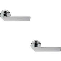 Loops 2x PAIR Flat Rectangular Bar Handle on Round Rose Concealed Fix Polished Chrome