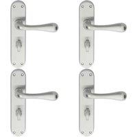 Loops 4x PAIR Smooth Round Bar Handle on Bathroom Backplate 185 x 40mm Satin Chrome