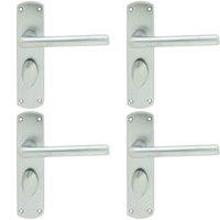Loops 4x Rounded Straight Bar Handle on Bathroom Backplate 170 x 42mm Satin Chrome