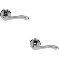 Loops 2x PAIR Scroll Shaped Handle on Chamfered Edged Round Rose Polished Chrome