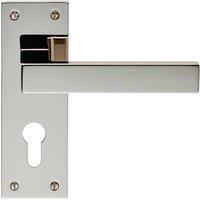 Loops PAIR Straight Square Lever on Euro Lock Backplate 150 x 50mm Polished Nickel in Metallics