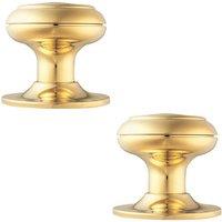Loops 2x 76mm Large Centre Door Knob Stainless Brass Outdoor External Door Handle in Metallics