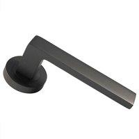 Loops PAIR Straight Square Handle on Round Rose Concealed Fix Matt Bronze Finish