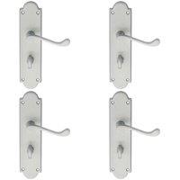 Loops 4x PAIR Victorian Scroll Handle on Bathroom Backplate 205 x 49mm Satin Chrome