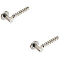 Loops 2x PAIR Cranked Round Bar Lever on Round Rose Concealed Fix Polished Satin Steel in Metallics
