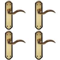 Loops 4x PAIR Spiral Sculpted Handle on Latch Backplate 180 x 48mm Florentine Bronze