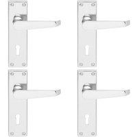 Loops 4x Victorian Flat Lever on Lock Backplate Handle 150 x 42mm Polished Chrome