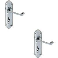 Loops 2x PAIR Victorian Upturned Lever on Bathroom Backplate 168 x 47mm Chrome