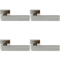 Loops 4x PAIR Square Cut Straight Bar Handle on Square Rose Concealed Fix Satin Steel in Metallics
