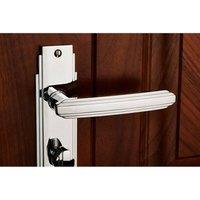 Loops PAIR Line Detailed Handle on Bathroom Backplate 205 x 45mm Polished Chrome