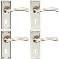 Loops 4x Chunky Curved Tapered Handle on Lock Backplate 150 x 50mm Satin Nickel in Metallics