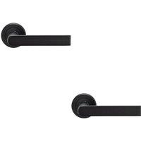 Loops 2x PAIR Flat Rectangular Bar Handle on Round Rose Concealed Fix Matt Black