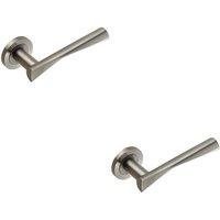 Loops 2x PAIR Angular Twisted Lever on Round Rose Concealed Fix Satin Stainless Steel in Metallics