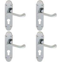 Loops 4x PAIR Victorian Upturned Lever on Euro Lock Backplate 170 x 42 Polished Chrome