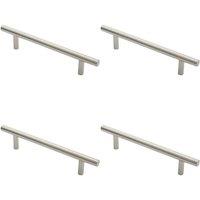 Loops 4x 19mm Straight T Bar Pull Handle 225mm Fixing Centres Satin Stainless Steel in Metallics