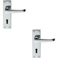 Loops 2x PAIR Straight Victorian Handle on Lock Backplate 150 x 42mm Polished Chrome