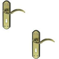 Loops 2x PAIR Spiral Sculpted Handle on Lock Backplate 180 x 48mm Florentine Bronze