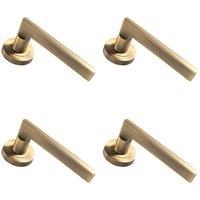 Loops 4x PAIR Straight Plinth Mounted Lever on Round Rose Concealed Fix Antique Brass in Metallics