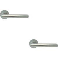 Loops 2x PAIR Straight Mitred Bar Handle on Round Rose Concealed Fix Satin Chrome