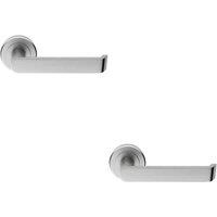 Loops 2x PAIR Flat Faced Lever on Round Rose Chamfered Edge Concealed Fix Satin Chrome