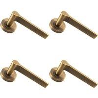 Loops 4x PAIR Straight Rounded Handle on Round Rose Concealed Fix Antique Brass in Metallics