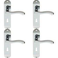 Loops 4x PAIR Scroll Lever Door Handle on Lock Backplate 180 x 40mm Polished Chrome